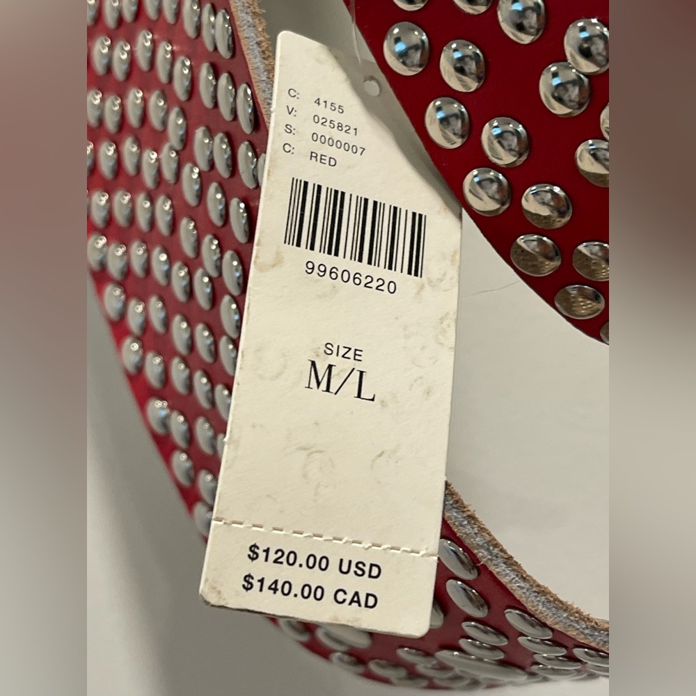 Z & L Ibiza Studded Leather Belt in Red w/ silver. Anthropologie & Free People - Picture 3 of 6